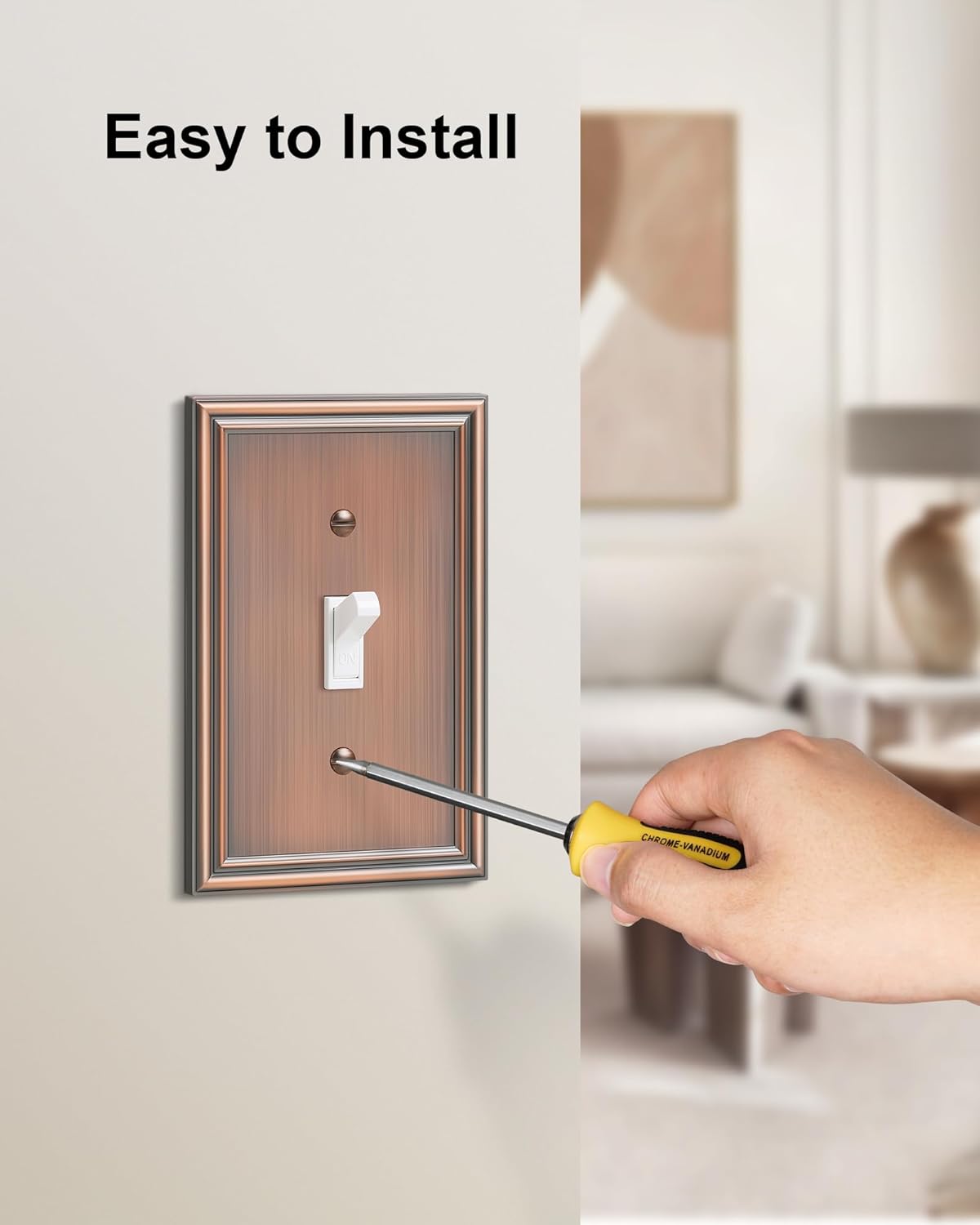 2-Pack Single Toggle Light Switch Cover Plate, Durable Solid Zinc Alloy Decorative Switch Plate