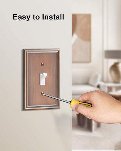 2-Pack Single Toggle Light Switch Cover Plate, Durable Solid Zinc Alloy Decorative Switch Plate