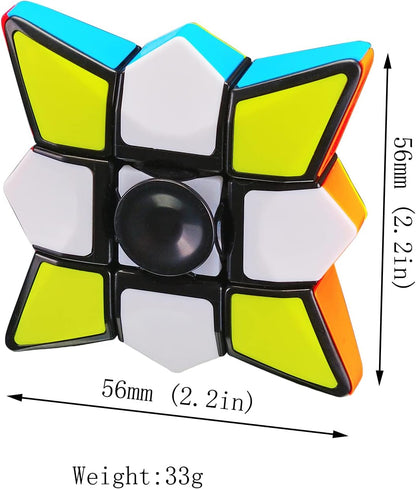 Magic Spinner Cube 2 in 1 Stickerless Brain Teasers Magic Puzzle Spinning Top Cube Rotatable Stress