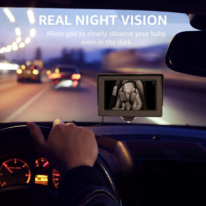 GROWNSY Baby Car Camera, HD Display Baby Car Mirror with Night Vision Feature, 4.3 inch Baby Car