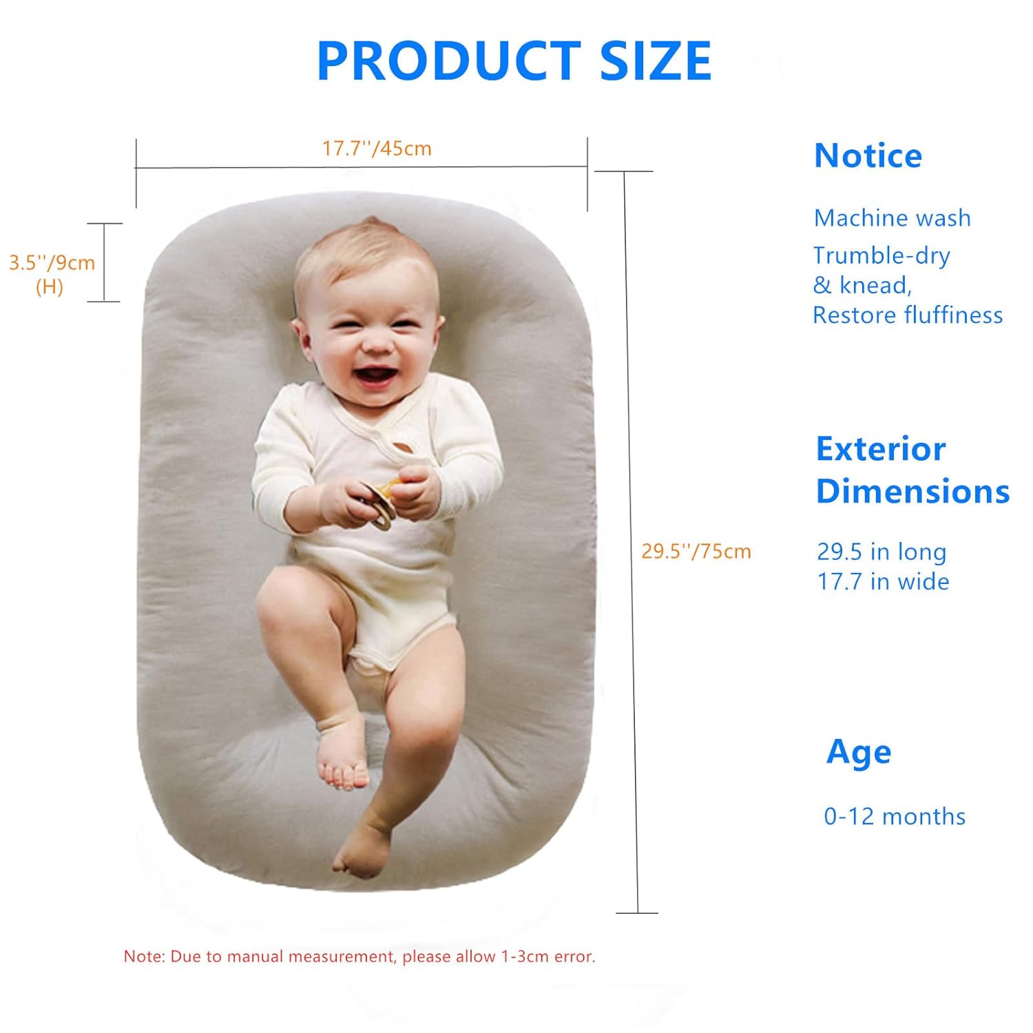 Baby Lounger Play Mat,Baby Lounger for Newborn Tummy Time for Baby in Flat Surface,0° Angle Newborn