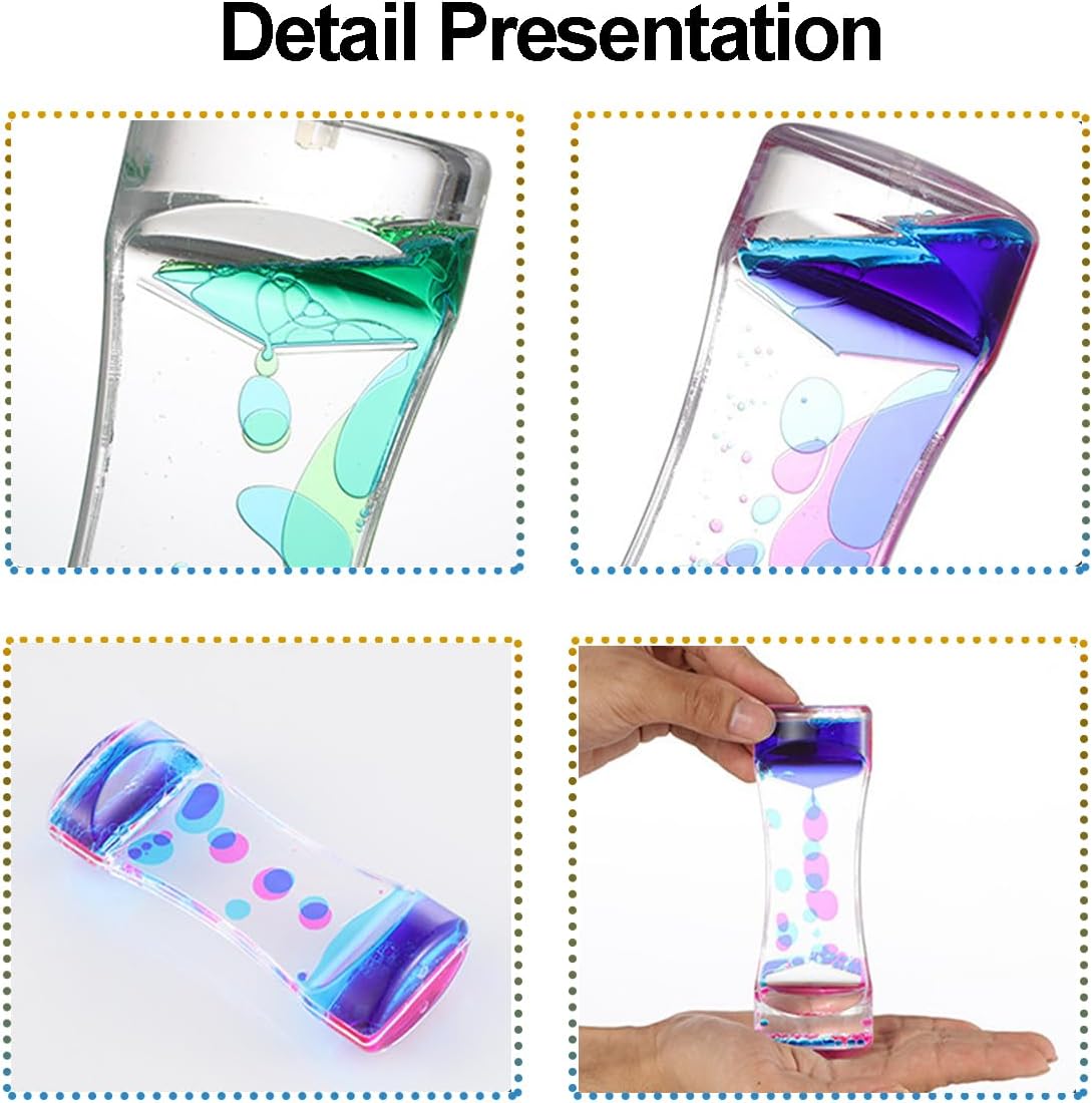 Liquid Motion Bubbler Sensory Toys, 12 Pack Liquid Timer Desktop Colorful Hourglass Liquid Bubbler