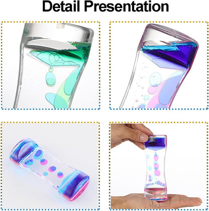 Liquid Motion Bubbler Sensory Toys, 12 Pack Liquid Timer Desktop Colorful Hourglass Liquid Bubbler