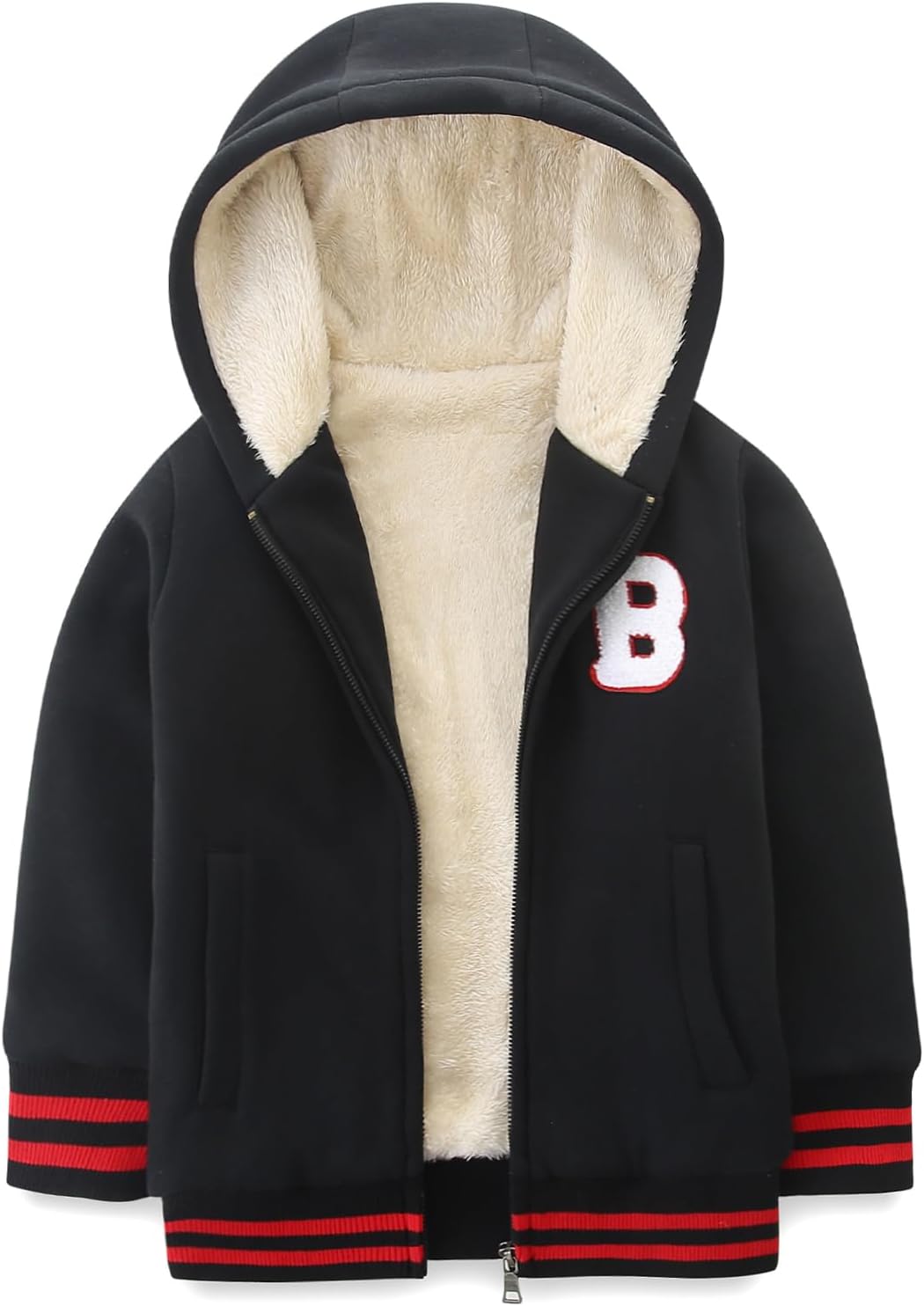 Bumeex Kids Boy's Girl's Sherpa Fleece Lined Jacket Spring Fall Winter Zip up Sweatshirt Hoodie