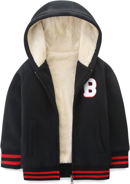 Bumeex Kids Boy's Girl's Sherpa Fleece Lined Jacket Spring Fall Winter Zip up Sweatshirt Hoodie