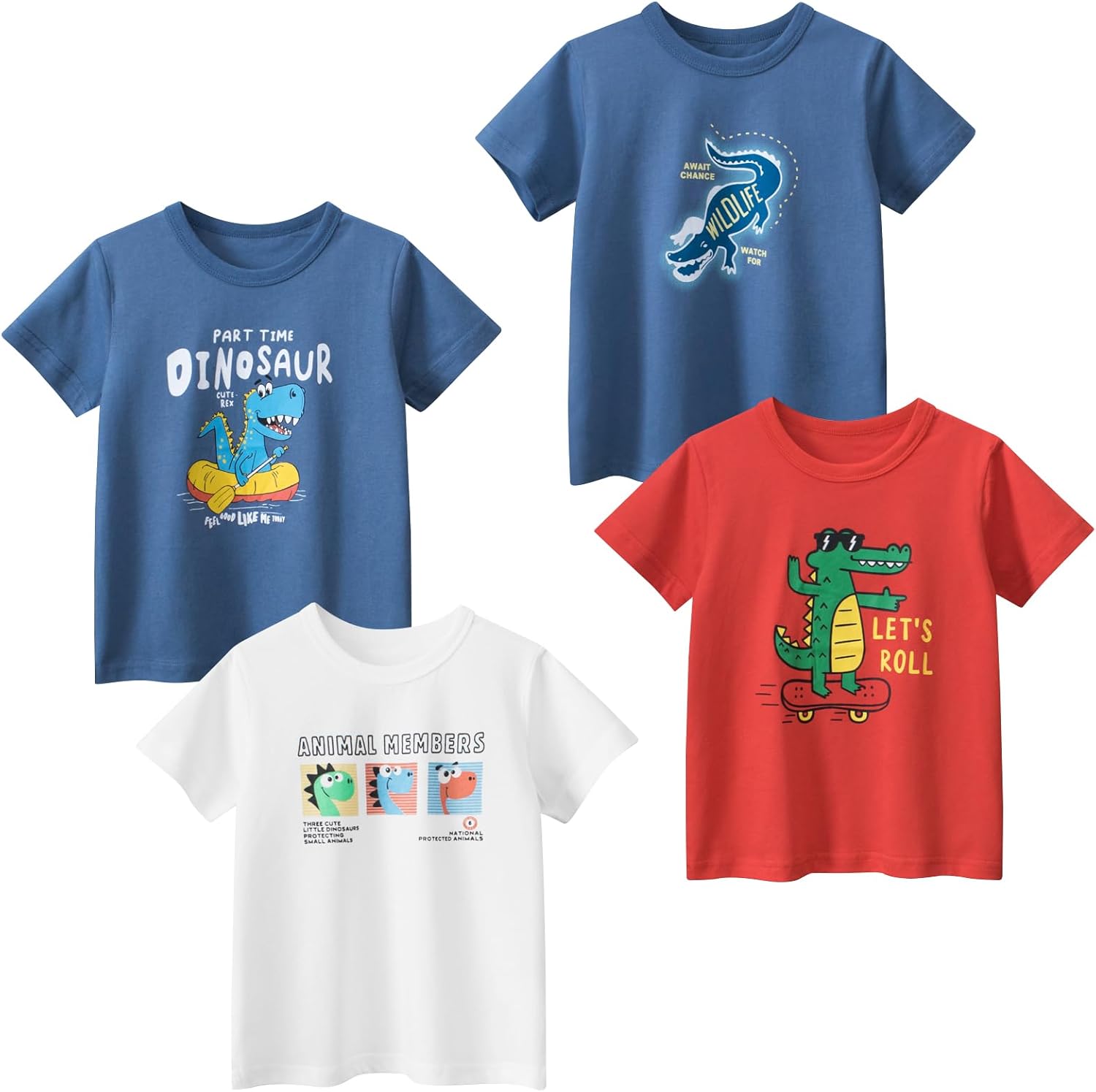 Boys' 4-Pack Excavator Short Sleeve Crewneck T-Shirts Top Tee Size 2-7 Years Toddler Boys' Value