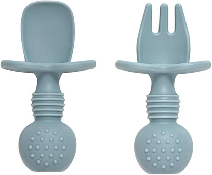 Baby Spoons and Forks Feeding Set, 6 Pack Silicone First Stage Self Feeding Toddler Utensils, BPA