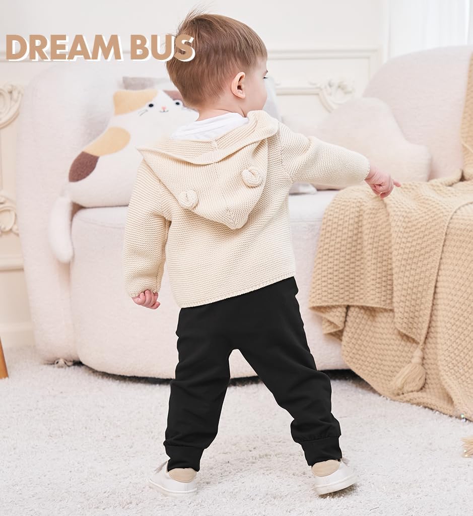 DREAM BUS Pack of 3 Toddler Jogger Pants with Pocket Toddler Boy Sweatpants Baby Boy Pants Infant