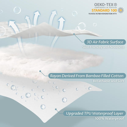 Twin XL Size Waterproof Mattress Protector Fitted Quilted Mattress Pad Cover with Deep Pocket Up to