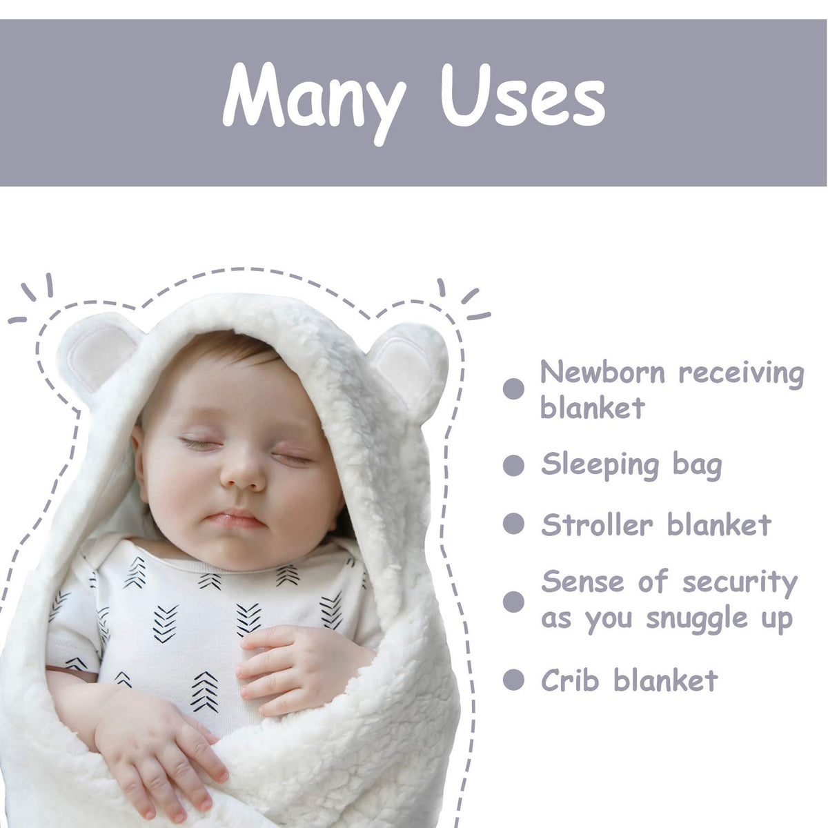 Jam Naturals- Baby Swaddle Blanket, Cute Bear Organic Receiving Swaddling Wrap, Gender Neutral Soft