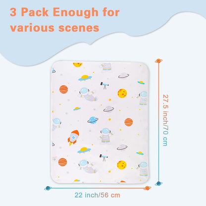 Baby Portable Changing Pad Waterproof Diaper Changing Mat Travel 3 Pack Washable Mattress Pad