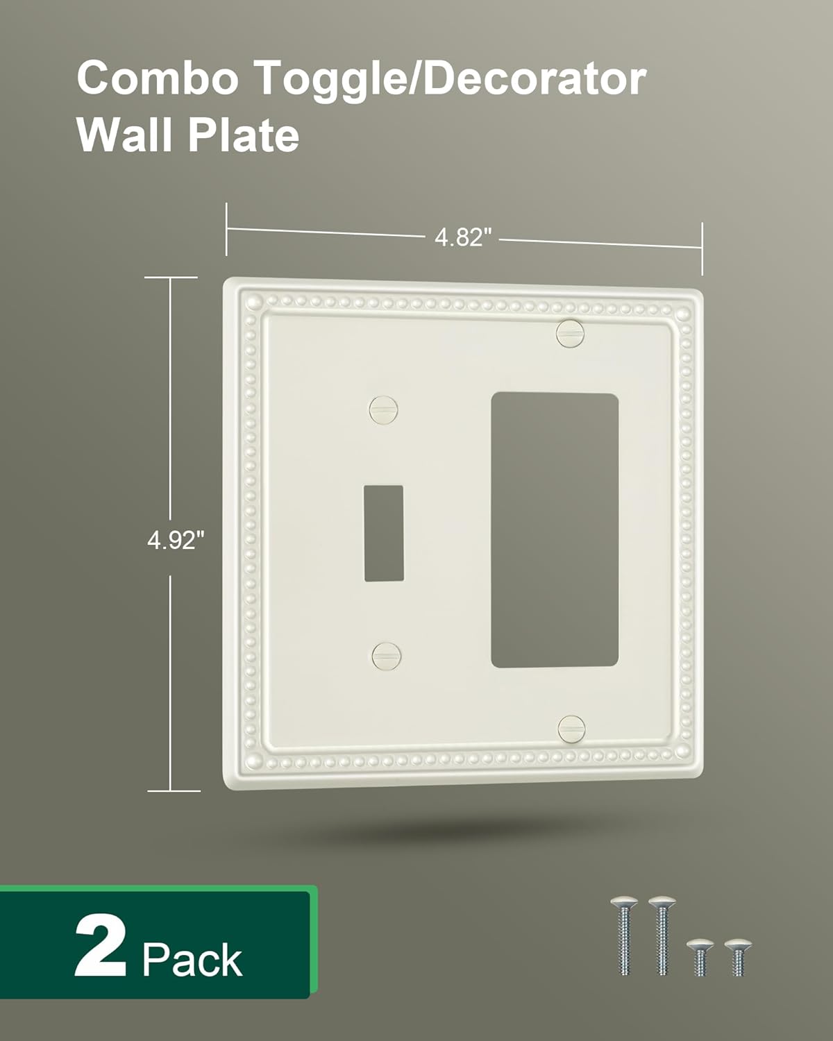 2-Pack Combo Toggle/Decorator Light Switch Cover Plate, Pearls Decorative Electrical Outlet Covers