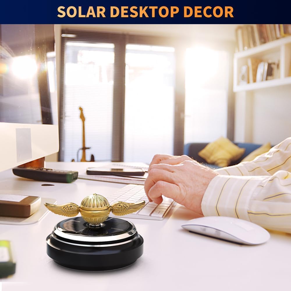 Car Air Freshener, Car Solar Energy Golden Fidget Spinner Toy with Swinging Wings for Car Interior
