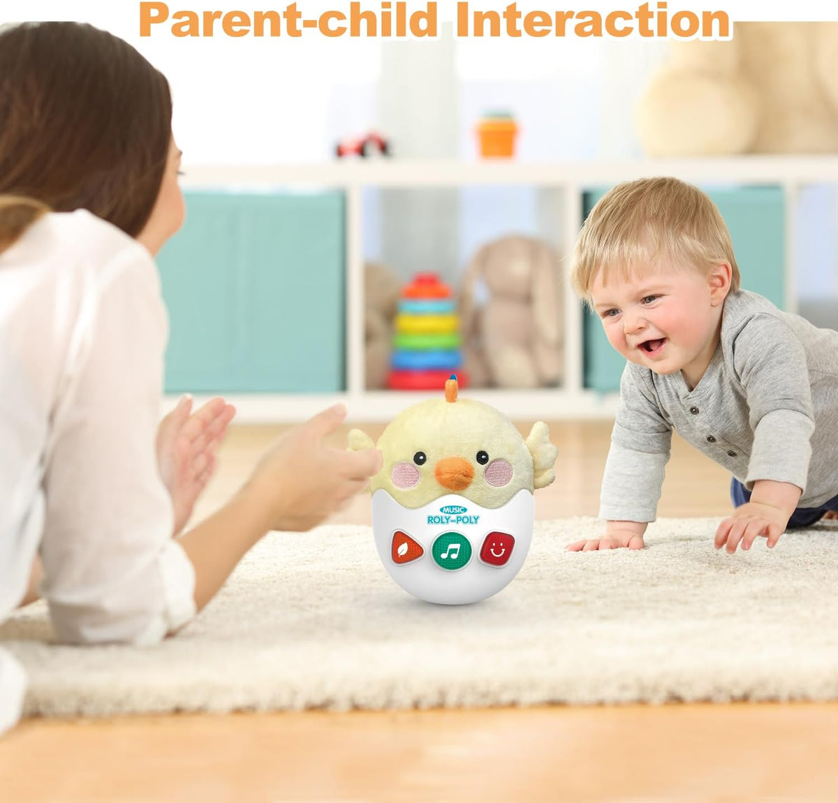Baby Toys 0-6-12 Months, Chick Musical Plush Cute Stuffed Animal Infant Tummy Toys with Light &