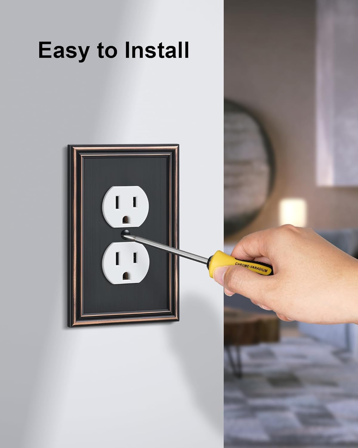 6-Pack Single Duplex Outlet Cover Plate, Decorative Aged Bronze Switch Plates and Outlet Covers