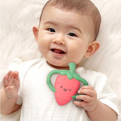 Itzy Ritzy Strawberry-Shaped Baby Teether with Handles (Strawberry Teether)