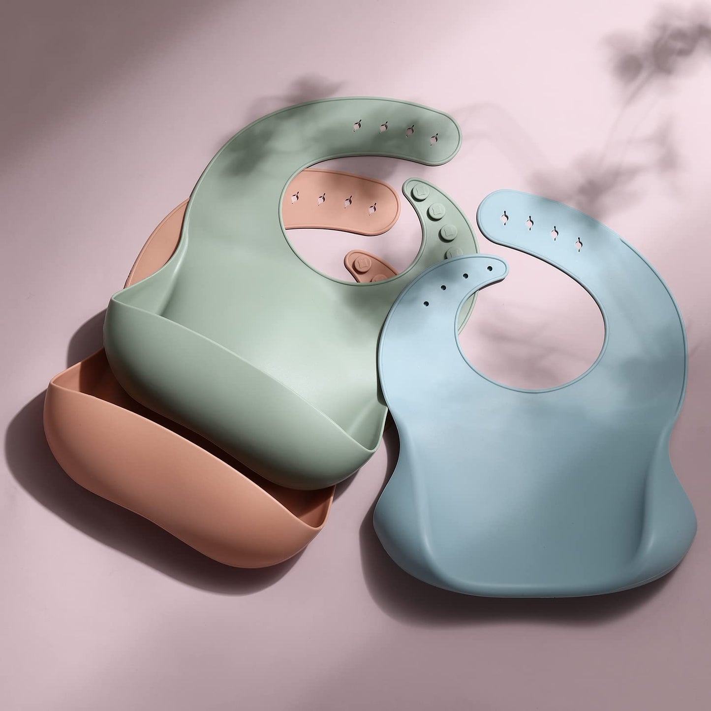 Eascrozn Silicone Baby Bibs for Babies Toddlers Set of 3, BPA Free