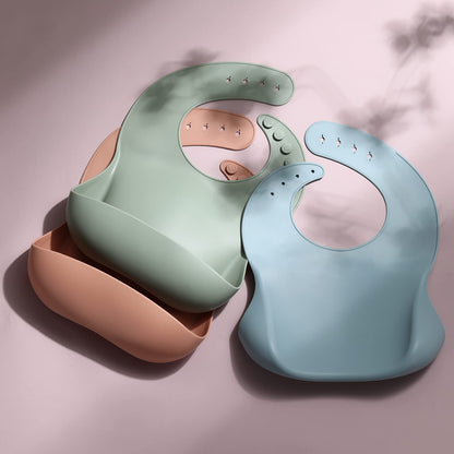 Eascrozn Silicone Baby Bibs for Babies Toddlers Set of 3, BPA Free