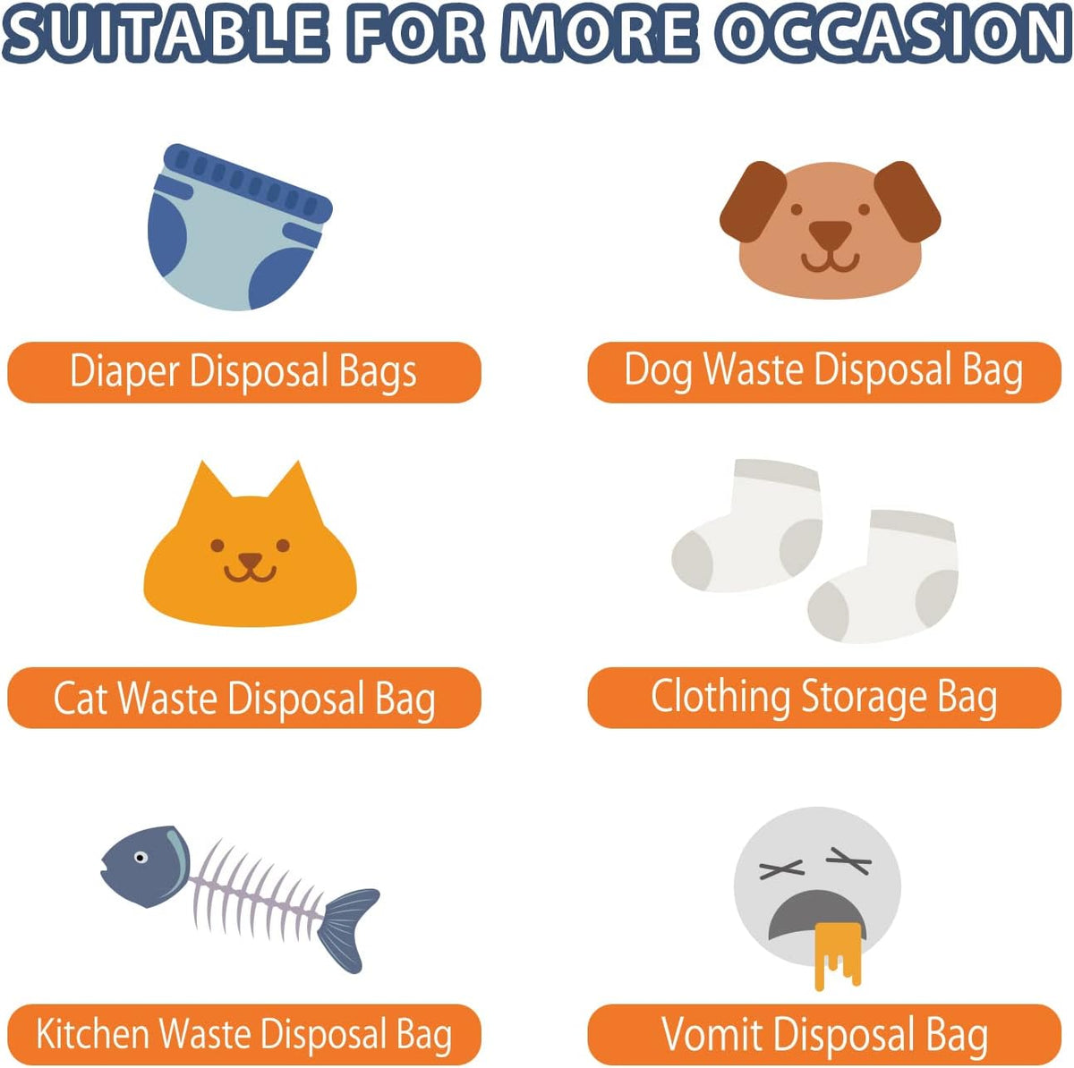 Odor Sealing Disposable Diaper Bags XS/300 Count Diaper Sacks Scented Diaper Trash Bags Large