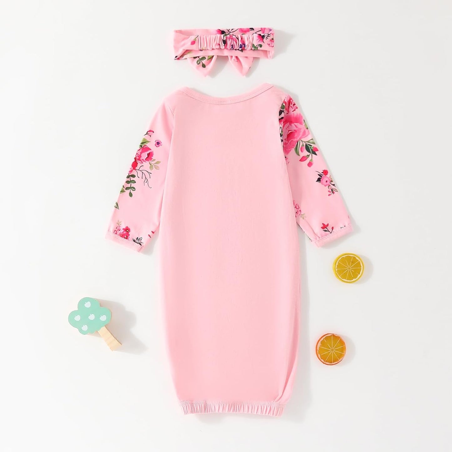 AMAWMW Newborn Baby Girl Little Sister Sleeper Gown Stripe Long Sleeve Nightgown Pajamas Gifts