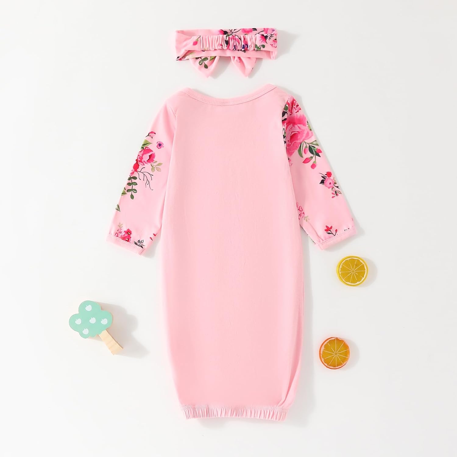 AMAWMW Newborn Baby Girl Little Sister Sleeper Gown Stripe Long Sleeve Nightgown Pajamas Gifts