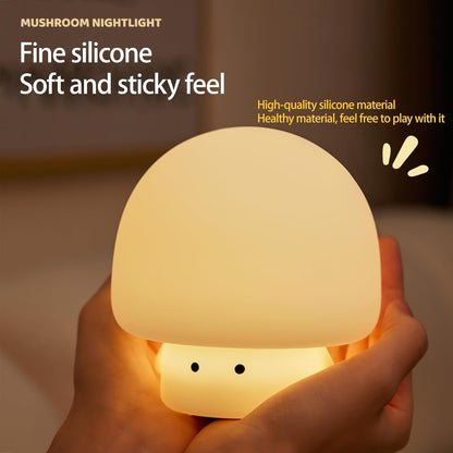 Cute Baby Night Light for Kids,Rechargeable Dimmable Silicone Nursery Toddler Mushroom
