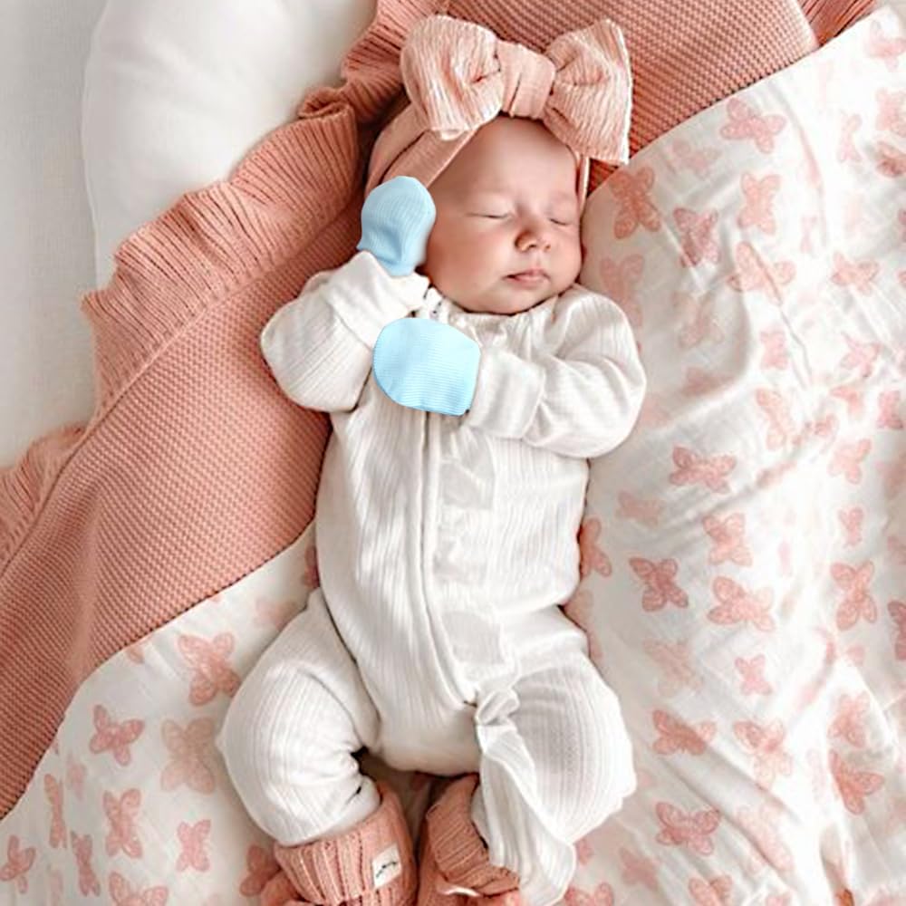 BQUBO 6 Pairs Newborn Baby Boys Girls Mittens 0-6 Months Unisex-Baby Infant Mittens Elastic No