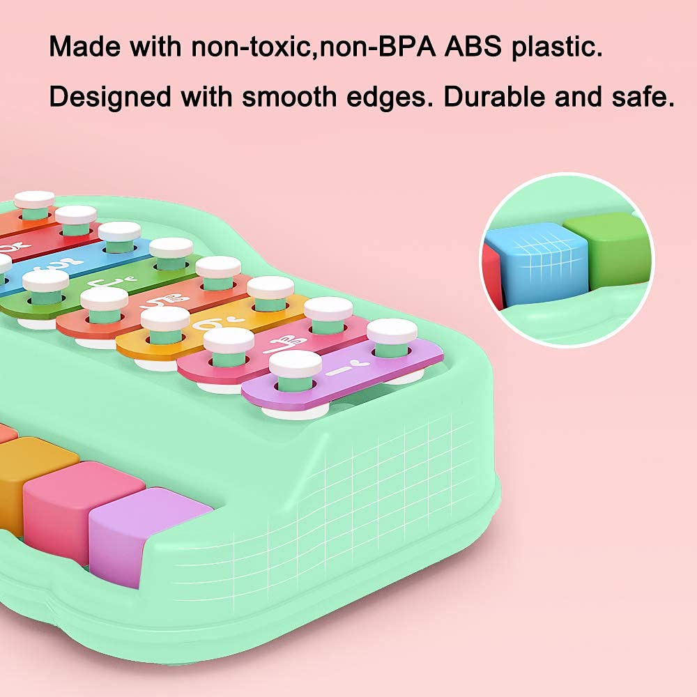 Oprala 2 in 1 Baby Piano Xylophone for Toddlers 1-3 Years Old, 8 Multicolored Key Keyboard Baby