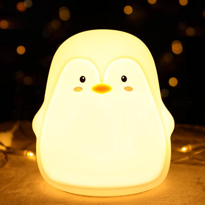 LOVERUIS Baby Night Lights Pudgy Penguins 7 Colors Night Light for Baby Nursery 3 Hours Timer Cute
