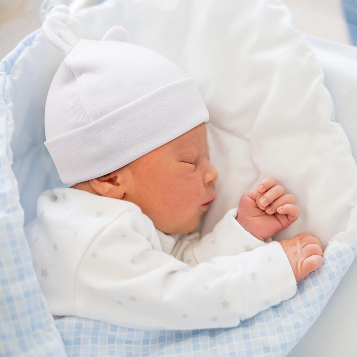DRESHOW BQUBO 4 Pieces Baby Beanie Newborn Toddler Soft Cute Knit Hat Hospital Hats for Baby Boys