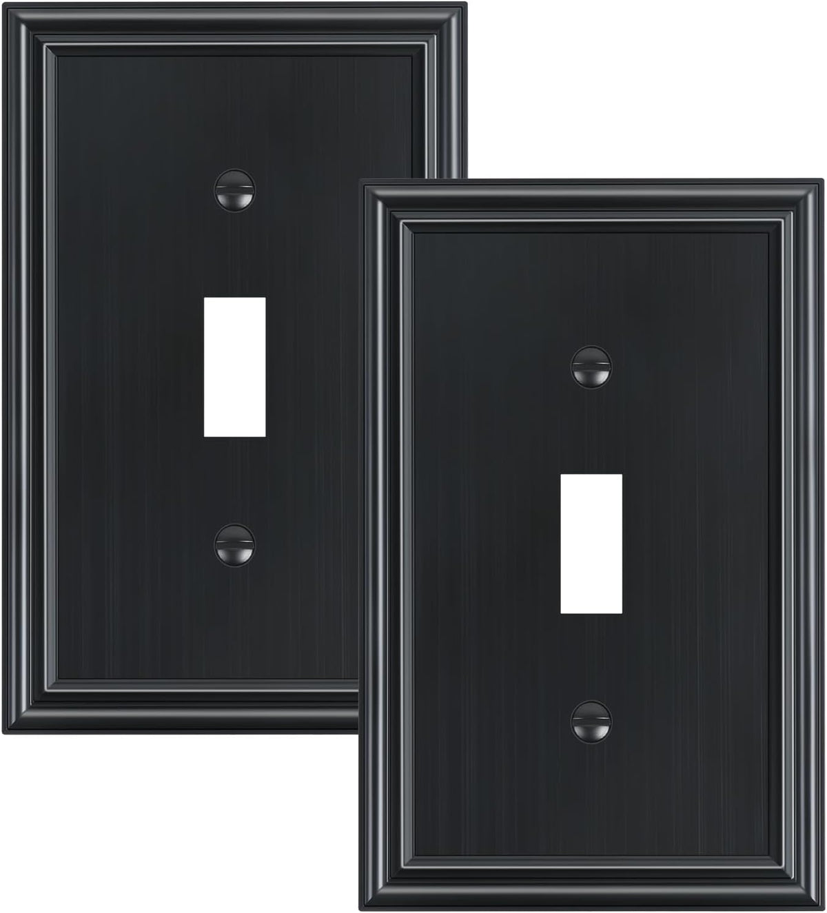 2-Pack Single Toggle Light Switch Cover Plate, Durable Solid Zinc Alloy Decorative Switch Plate