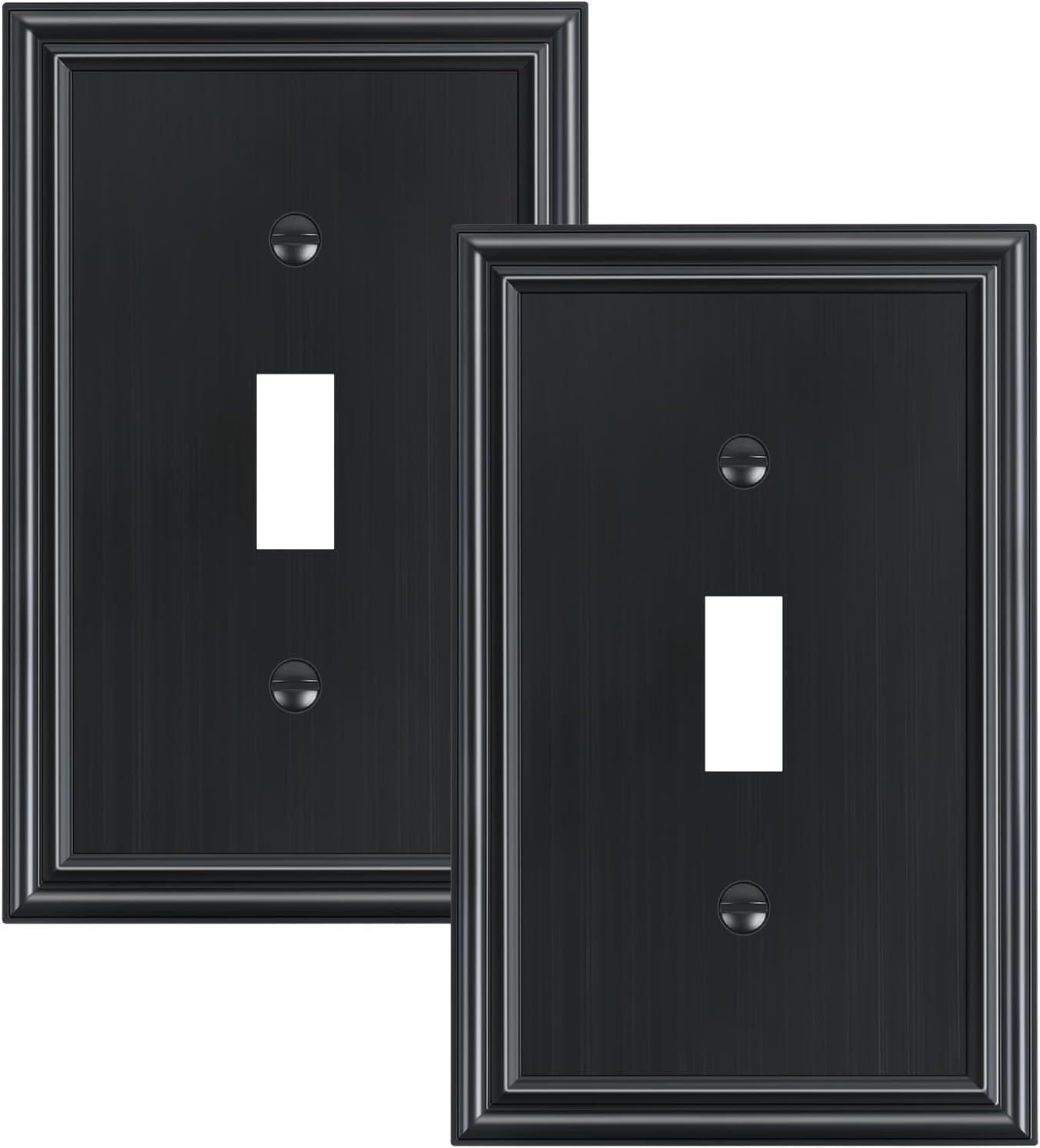 2-Pack Single Toggle Light Switch Cover Plate, Durable Solid Zinc Alloy Decorative Switch Plate