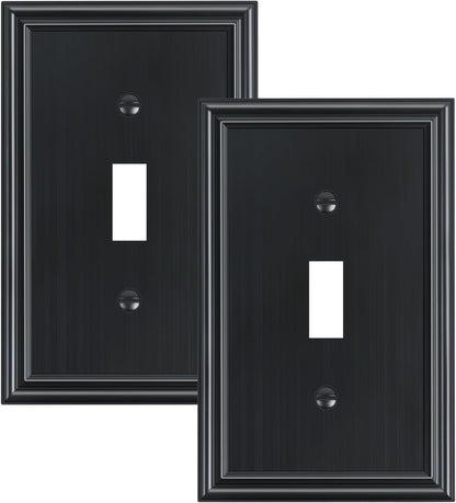 2-Pack Single Toggle Light Switch Cover Plate, Durable Solid Zinc Alloy Decorative Switch Plate