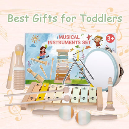 Baby Musical Instruments-Montessori Wooden Toys for Toddlers 1-3,Neutral Colors Percussion