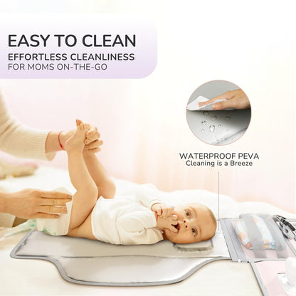Portable Diaper Changing Pad with Shoulder Strap, Detachable Travel Changing Pad with Baby Wipes