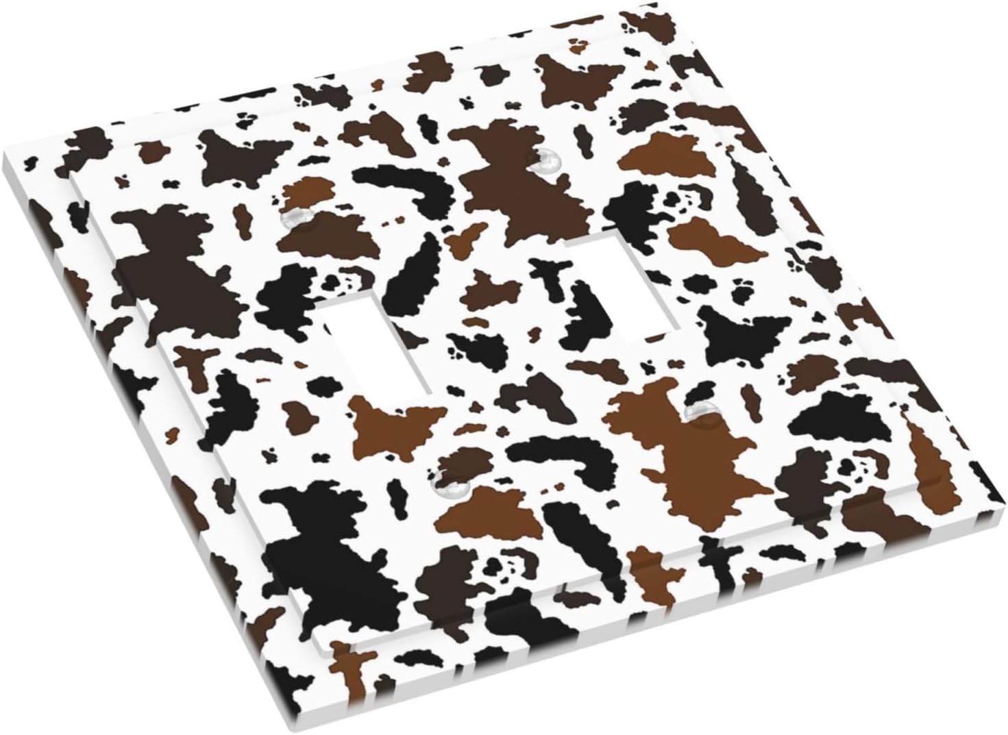 Decorative Switch Plates Rustic Cowhide Highland Cow Milk Cow 2 Gang Double Toggle Outlet Light