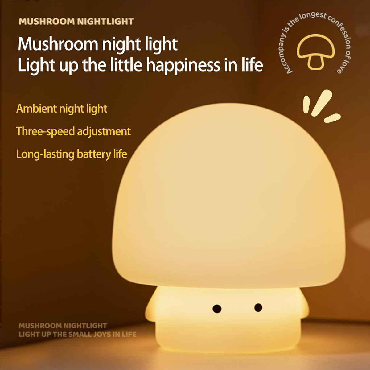 Cute Baby Night Light for Kids,Rechargeable Dimmable Silicone Nursery Toddler Mushroom