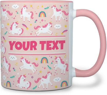 Personalized Mug for Kids - Pink Unicorn - Custom Name/Text, Ceramic Hot Chocolate/Cocoa/Coffee Cup