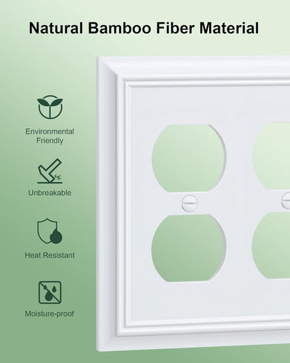 2-Pack Double Duplex Outlet Cover, Pure White Decorative Switch Plates and Outlet Covers for