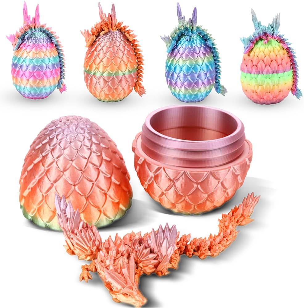 Cessfle 3D Printed Dragon in Egg, Fly Dragon Egggs with Dragon Inside Full Articulated Dragon Egggs