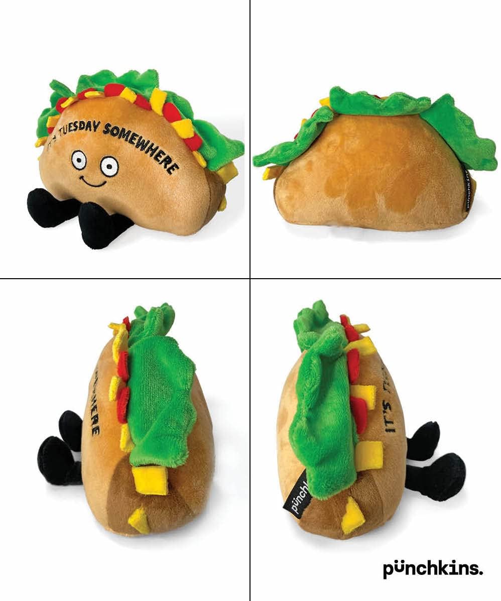 Taco Foodie Plushie, Funny Pun Meme Gag Gift, White Elephant, Stocking Stuffer Present, Great for
