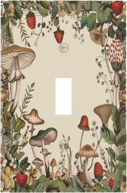 Decorative Switch Covers Plate Rustic Mushroom Garden Red Strawberry 1 Gang Wall Plate Unique