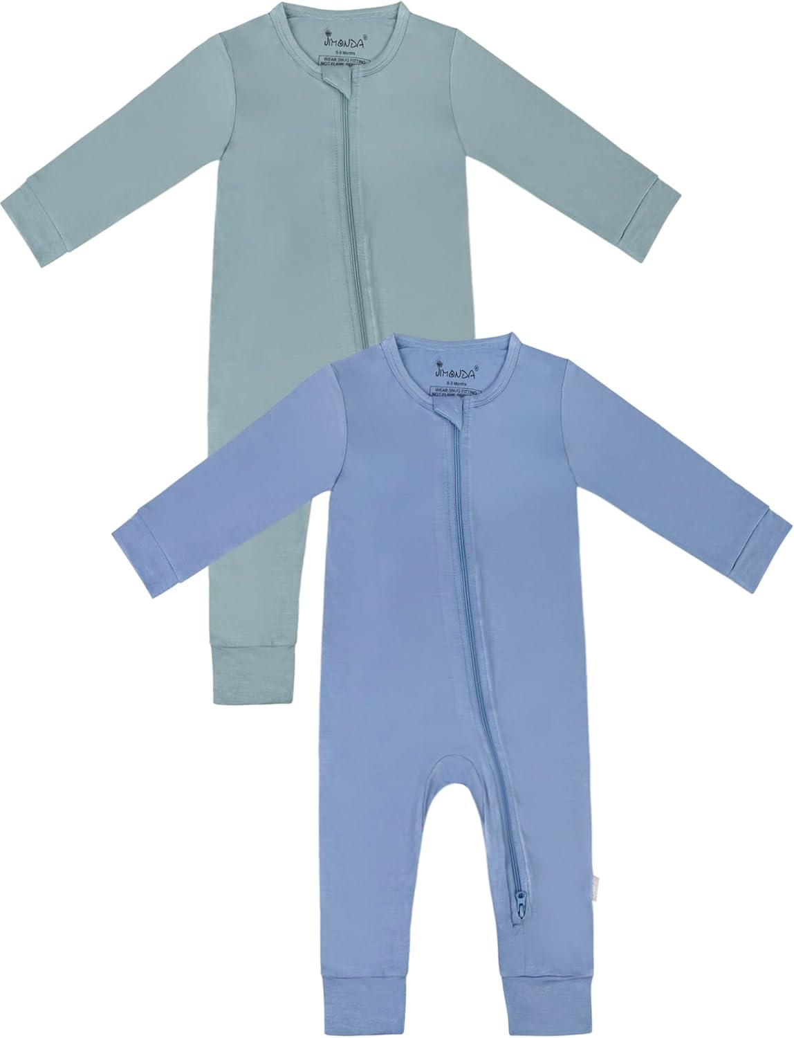 Jimonda Baby Romper Boys Girls Bamboo Pajamas 2-Way Zipper Footless Unisex Long Sleeve Sleepers