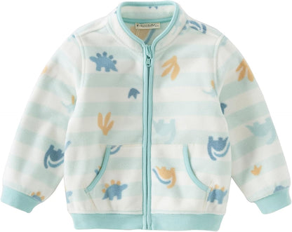 DAVE & BELLA Kids Printed Polar Fleece Jacket Toddler Baby Boys Girls Zip Up Long Sleeve Spring