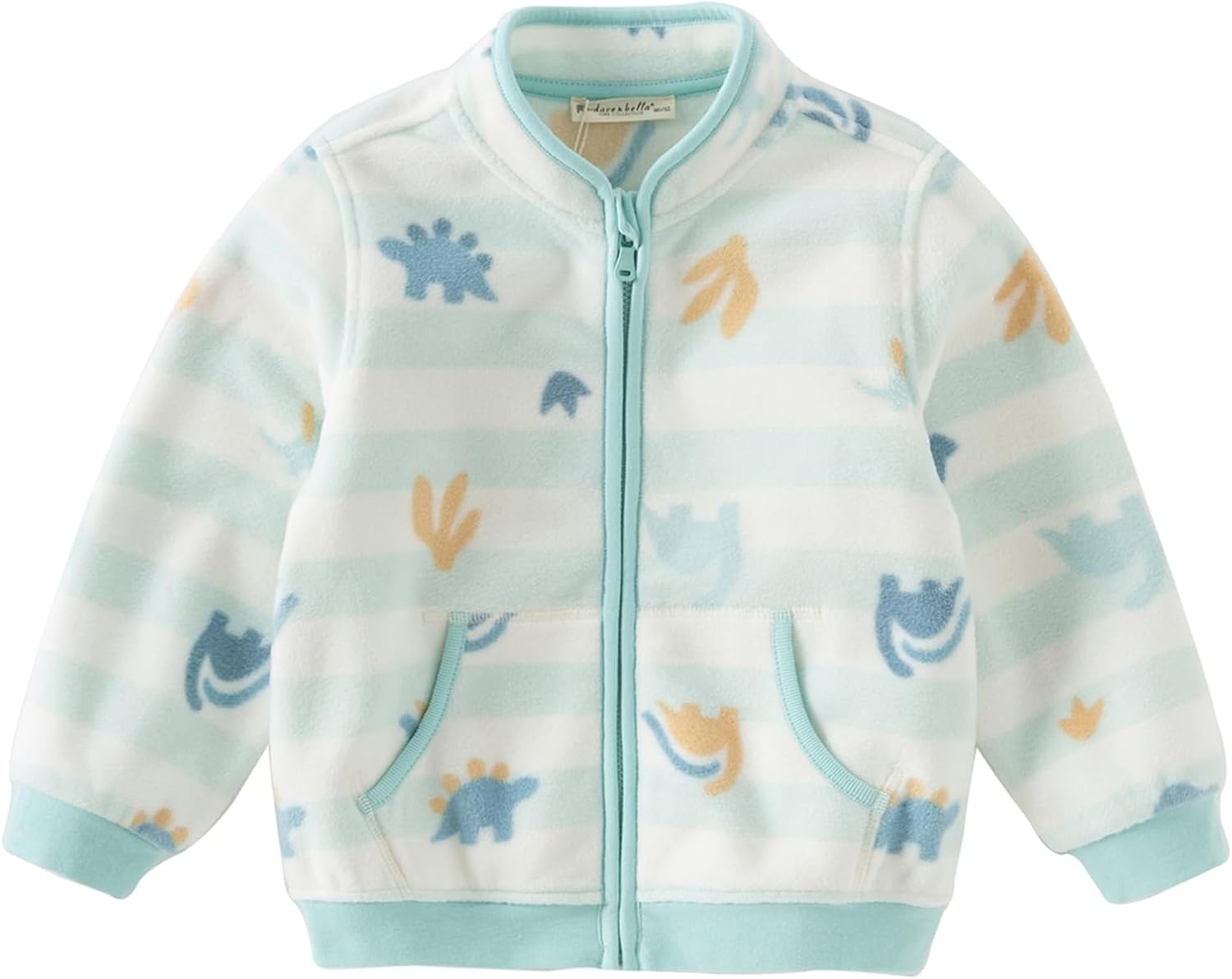 DAVE & BELLA Kids Printed Polar Fleece Jacket Toddler Baby Boys Girls Zip Up Long Sleeve Spring