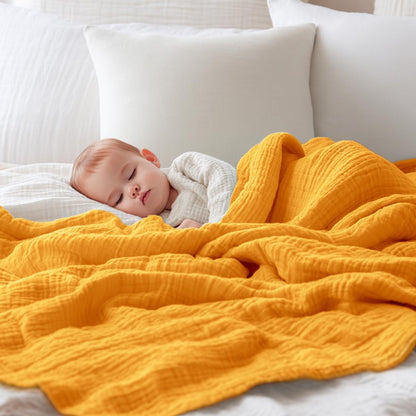 EMME Muslin Baby Blankets 100% Cotton 4-Layer Swaddle 40"x50" Lightweight Soft Breathable for