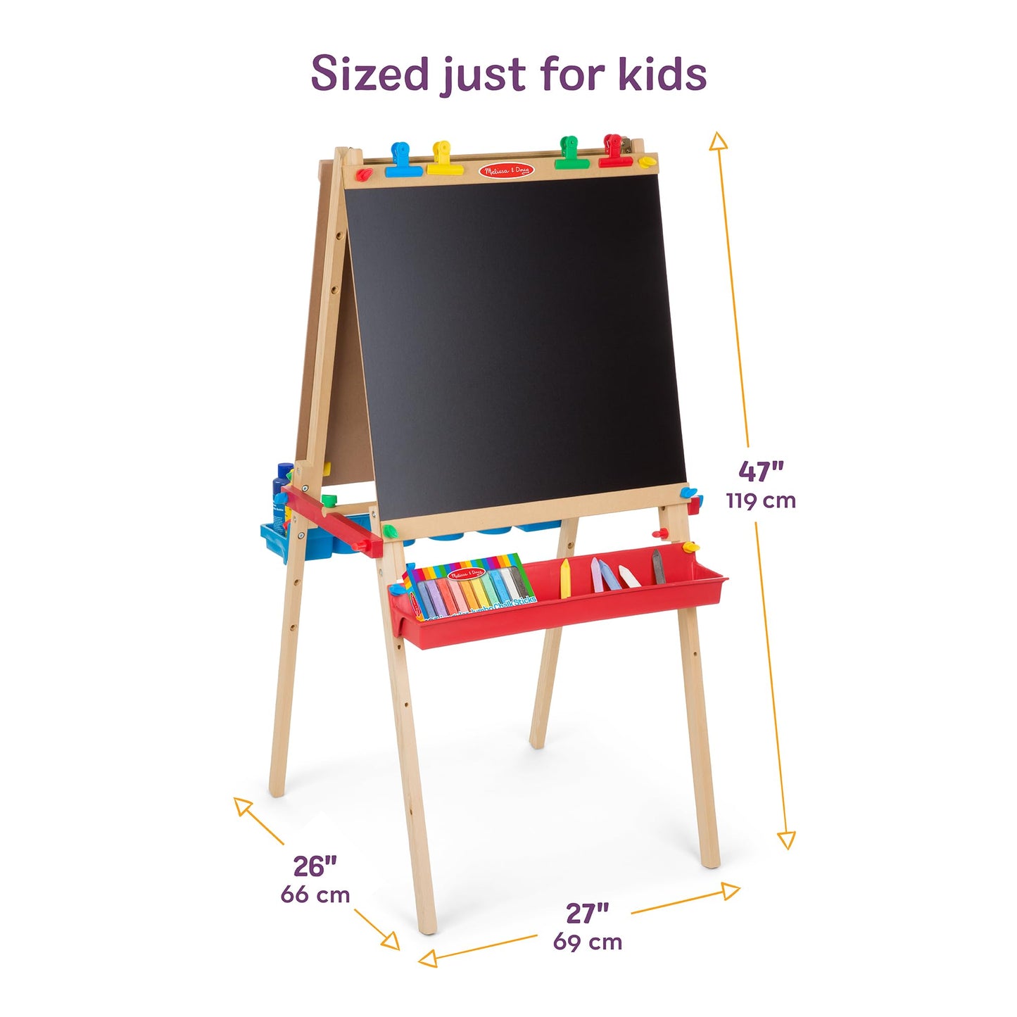Melissa & Doug Deluxe Wooden Art Easel for Kids with Dry-Erase Board, Chalkboard & Drawing Paper