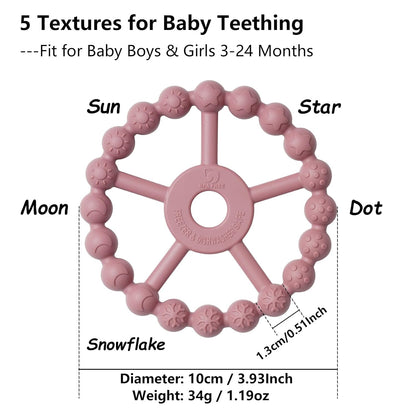 3 Pack Ring Teether Baby Infant Toys, Baby Essentials, Silicone Teething Ring Toys for Babies 0-6