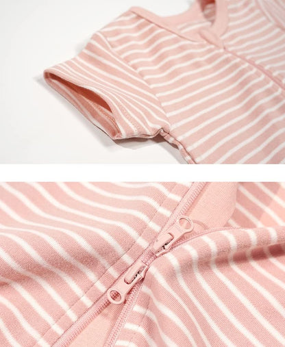 Teach Leanbh Toddler Baby Boys Girls 2-Pack Pajamas Cotton 2 Way Zipper Short Sleeve Footless