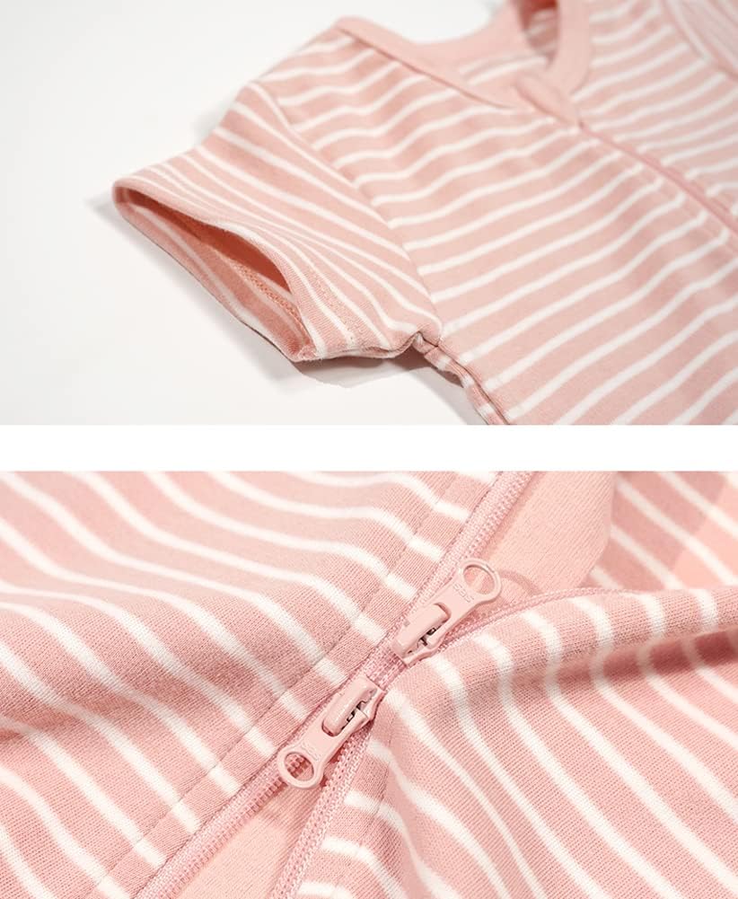 Teach Leanbh Toddler Baby Boys Girls 2-Pack Pajamas Cotton 2 Way Zipper Short Sleeve Footless